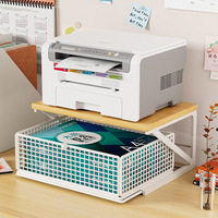 Rak Printer Modern Desktop Kecil Dua Lapis Multifungsi Minimalis Logam Tahan Lama Rak Penyimpanan Mesin Fotokopi Meja Kantor Mudah Dipasang