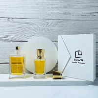 Botol semprot kosmetik bening kotak, botol parfum kaca kristal 50Ml dinding ganda kustom kelas tinggi mewah