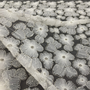 120 см ширина свадебное платье Вышивка Белый Тюль Chantilly кружева свадебное платье ткань для изготовления ресниц цветочные кружева Текстиль - Product Image 2