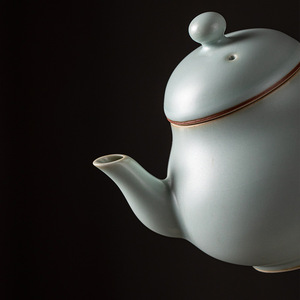 Tianqing Ru Kiln Ceramic Teapot <b>Small</b> Round Porcelain With <b>Lid</b> For Kung Fu Tea Set - Product Image 2