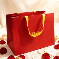Sacs en papier personnalisés de luxe biodégradables et écologiques pour vêtements et cadeaux, couleur rouge vin, avec estampage doré, vente en gros