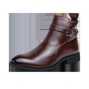 Bottes Martin montantes IStapromo Gifts, Bottes courtes pointues tendance, Bottes Chelsea, Bottes en cuir zippées pour hommes - Product Image 5