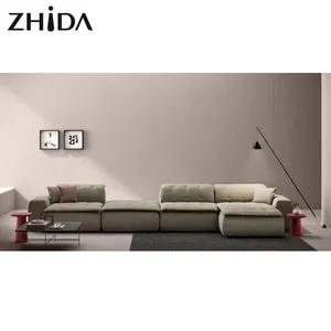 Zhida tela italiana gris muebles para el hogar sofá Modular sofá de terciopelo tela nuevo diseño moderno de alta calidad sofás de sala de estar