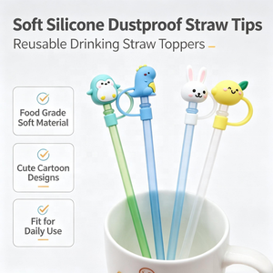 Adornos de Silicona para Pajitas con Diseños Divertidos de Dibujos Animados |   Tapas Decorativas para Pajitas de Grado Alimenticio con Múltiples Diseños |   Accesorios para vasos con pajita de 8/10 mm - Product Image 4