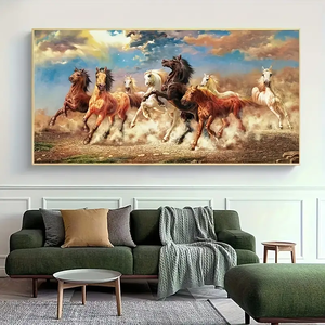 현대 대형 8 실행 말 동물 캔버스 포스터 인쇄 벽 예술 그림 거실 침실 장식 인쇄 그림 - Product Image 3