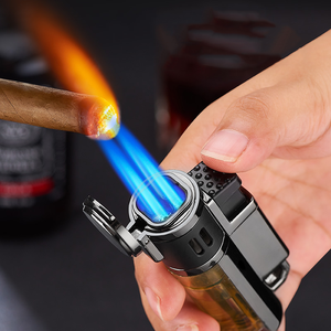 Briquet torche au butane DEBANG de haute qualité avec logo personnalisé, quatre flammes, alliage de zinc, cadeaux d'affaires, haute température pour la cuisson au barbecue - Product Image 2