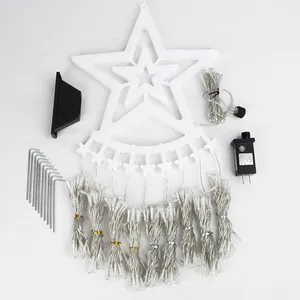 Holiday Ornament Star Waterfall Fairy Flicker Remote Contort LED Tree Light For Christmas Tree Decoration Party Patio Yard