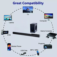 Barre de son Bluetooth 2.1 canaux avec caisson de basses, télécommande, prise en charge FM, HDMI, USB, optique, coaxiale, systèmes de cinéma maison TV, ODM
