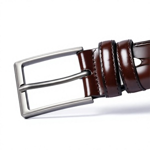 Cinturón de Cuero Genuino para Hombre, Estilo Casual, Hebilla Cuadrada de Aleación Plateada, Rectangular, Resistente - Product Image 5