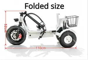 Mini scooter électrique pliable à corps ouvert pour adultes, déplacements professionnels, <span class=keywords><strong>tout</strong></span>-<span class=keywords><strong>terrain</strong></span>, 3 roues, longue autonomie, petit <span class=keywords><strong>tricycle</strong></span> pour personnes âgées - Product Image 4