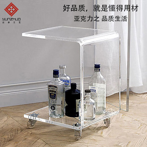 Mesa de centro acrílica móvil transparente de 14 mm de grosor con estante de almacenamiento para sala de estar, dormitorio y uso en hoteles - Product Image 3