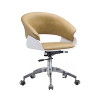 Chaise de bureau pivotante à dossier court, chic et moderne, en cuir, confortable et Simple, avec roulettes, pour clients