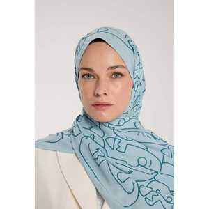 ผ้าพันคอไหมพิมพ์ลายขอบสีเขียวอมฟ้า ยาว สำหรับผู้หญิง ใช้งานได้หลากหลาย พิมพ์ลายดิจิทัล ผ้าไหมแท้ 100% - Product Image 3