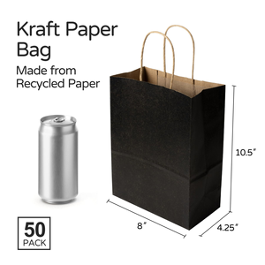 Bolsa de Papel Kraft Negra Reciclable con Logotipo Personalizado para Comida para Llevar de Restaurantes, Panaderías y Comida Rápida - Product Image 4