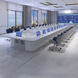 طاولة اجتماعات مكتب بيضاء فاخرة بحجم مخصص بحجم كبير لمجالس الإدارة طاولة مؤتمرات للاجتماعات