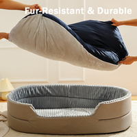 Lit pour animaux de compagnie spacieux, écologique, respirant, antidérapant, doux, semi-fermé, lit ovale 3D pour chat et chien, tapis réversible pour chien, amovible et lavable