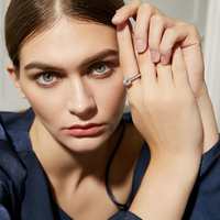 Bague de fiançailles de luxe CZCITY en argent sterling 925 avec diamant VVS D Moissanite certifié 2 carats, sertie de pierres, pour femme