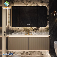OEM 2025 Juerte Hotel Double Évier Vanité Maquillage Table Bureau Cabinet Panneau Rock Salle De Bains Vanités Cuivre Évier Robinet pour Salle À Manger