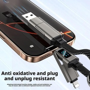 4-in-1 65W 5A Keychain data cable Fast <b>Charging</b> USB Type C PD phone Cable with LED Display Portable Short Charger Cord line - Product Image 5