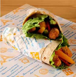 Papel para Envolver Hamburguesas de Grado Alimenticio, Diseño Moderno, Papel para Hornear para Restaurantes de Comida Rápida, Recubrimiento de Pulpa de PE, Impresión de Pan - Product Image 1