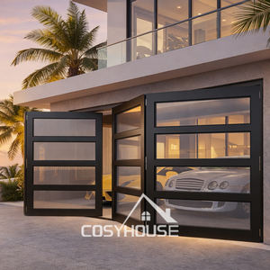 Porte de garage moderne en verre avec cadre en aluminium noir, porte de garage à vue complète pour villa, porte sectionnelle, fabricant OEM sur mesure - Product Image 3