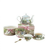 Service à thé et à café en porcelaine vintage, vaisselle en céramique écologique, design rétro, emballage cadeau en gros