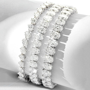 Pulseira de Diamantes Oval CVD HPHT Certificada IGI VVS, Corrente de Diamantes Criados em Laboratório em Prata 925, Colar de Diamantes Criados em Laboratório - Product Image 1