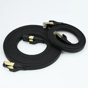 Color negro CE/ROHS/FCC Cat8 Cable de red plana Sstp Cable Ethernet Conductor de cobre puro PVC de alta calidad