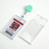 Porte-badge d'identification personnalisé en plastique rigide transparent, durable, avec fente latérale pour carte, pour lanières, vente en gros usine