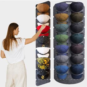 Amz Hot 14 Pocket Foldable Grey Hat Organizer Round <b>Baseball</b> <b>Cap</b> Display Rack <b>Storage</b> Functional Felt Hat Rack - Product Image 1