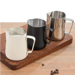 Machine à expresso Accessoires Usine Lait Moussant Pichet 350ML En Acier Inoxydable <span class=keywords><strong>Art</strong></span> Crémier Tasse 12Oz Café Cuisson À La Vapeur Pichet - Product Image 6