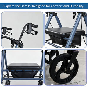 노인 간호 서비스용 보행 보조기(롤레이터) - 좌석 바구니 및 인체공학적 손잡이 포함, 재활 환자용으로 이동성 향상 설계 - Product Image 5