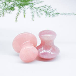 Natural Rose Quartz face massage roller jade stones, Chakra Healing Stone,Mushroom Shape Guasha for Eye Face Neck Beauty SPA - Product Image 1