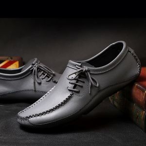 Chaussures basses en cuir pour hommes, à lacets latéraux, dessus en cuir véritable, souples et respirantes, chaussures habillées décontractées pour le bureau - Product Image 4