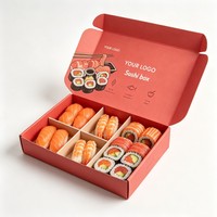 Caja Plegable Biodegradable para Sushi, Caja de Cartón Kraft de Grado Alimenticio de Lujo para Llevar Comida