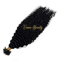 VMAE vente en gros d'extensions de cheveux humains vierges crus I K à pointe plate à cuticule alignée frisée profonde frisée brune foncée mongole