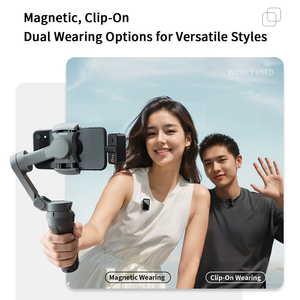 Système de microphone cravate sans fil double avec écran LCD et enregistrement sur carte TF pour téléphone, appareil photo reflex numérique et équipement de studio vidéo - Product Image 5