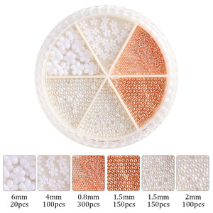 Cuentas Metálicas Doradas, Plateadas y Oro Rosa y Pequeñas Flores Blancas <span class=keywords><strong>de</strong></span> Plástico Duro para Decoración <span class=keywords><strong>de</strong></span> <span class=keywords><strong>Uñas</strong></span>, Adornos 3D Mixtos para <span class=keywords><strong>Uñas</strong></span> Acrílicas y <span class=keywords><strong>de</strong></span> Gel - Product Image 2