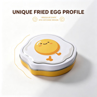 Boîte en fer blanc de qualité alimentaire en forme d'œuf frit avec logo personnalisé, boîte métallique portable, emballage cadeau pour bonbons, menthes et friandises à motif de dessin animé