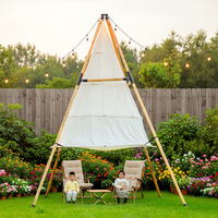 Tente Tipi de camping extérieure imperméable 4*4*5.8m pour 5+ personnes, en toile de polyester, résistante au soleil, idéale pour le glamping, les fêtes, les cafés, les restaurants et la plage