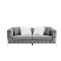 Fauteuil causeuse à trois places en tissu de Style européen, 3 + 2 + 1, inclinable, modulaire, boutons gris, tufté, ensemble de canapés chesterfield pour la vie