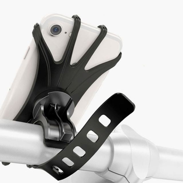 Stroller Electric Bicycle Motorcycle Bike Call Phone Holder Mount Clamp 360° Silicone Rotatable Binding Resistant