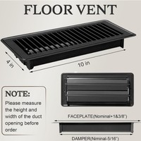 PATIKIL 10x2 pouces, 2 pièces, grille de ventilation de sol moderne en acier galvanisé robuste, réglable, à fixation murale, pour maison et bureau, noir