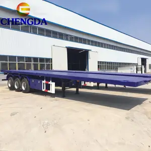 New And Used Cheap 3 Axle 40ft 40T-60T Flatbed Trailer Truck 26 Feet Container Flatbed Semi Trailer for Sale