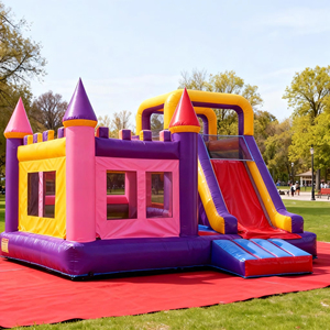 Château gonflable Hualong à thème avec double toboggan et mur d'escalade, équipement de divertissement de qualité commerciale pour jardin - Product Image 2