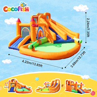 Casa de Brinco Inflable Cocofish, Centro de Juegos Inflable Oxford, Tobogán Acuático Portátil para Niños, Castillo Inflable Combinado para Fiestas en el Patio Trasero