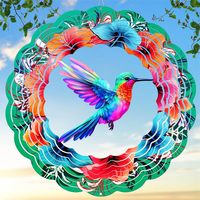 Carillon éolien rotatif en métal à fleurs colorées 3D pour jardin, carillons de sublimation suspendus, ornements d'extérieur