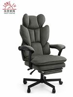 Fauteuil de bureau inclinable de luxe en velours moelleux avec tête d'ours, pivotant à 360°, réglable en hauteur à 3 niveaux par vérin à gaz, chaise de gaming ergonomique avec repose-pieds