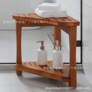 Tabouret de salle de bain Rongjiang, couleur grain de bois, double rangement, siège de douche - Product Image 1
