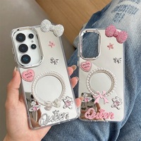 Coque de téléphone pour S26 Ultra S25 Mirror Star Heart, matériau PC, design luxueux, style coréen, coque de téléphone pour femmes pour Samsung A07 A15
